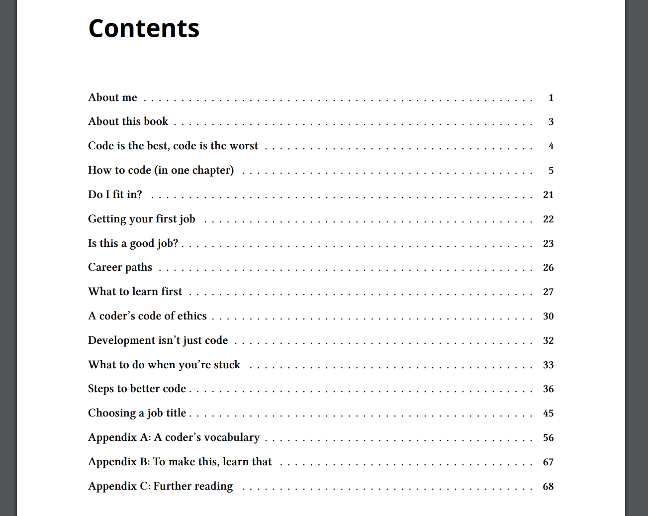 Table of contents